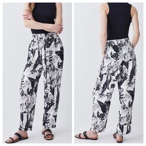 Karen Millen Petite Floral Batik Linen Viscose Woven Trouser